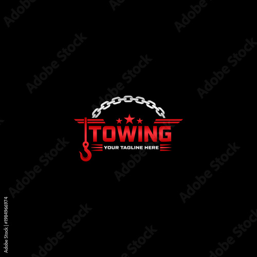 Red Towing Service Logo Design.