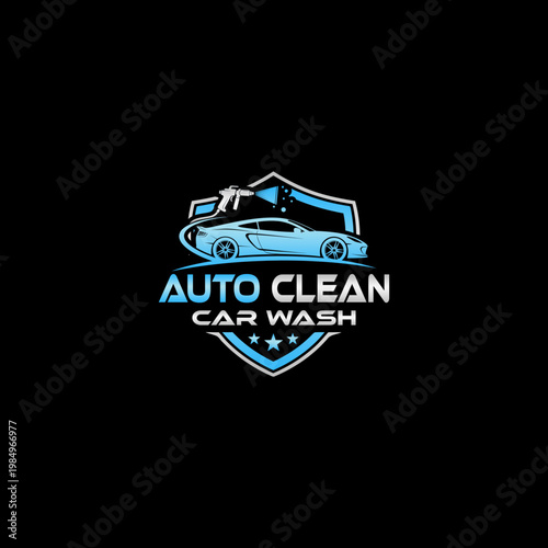 Auto Clean Car Wash Service Logo.