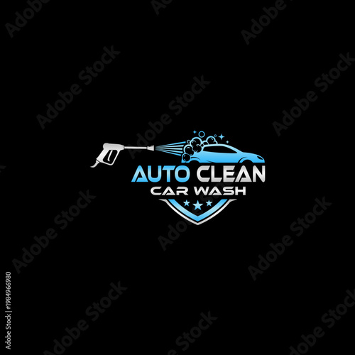 Car Wash Logo With Spray Nozzle.