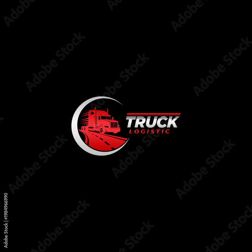 Red truck company logo emblem.