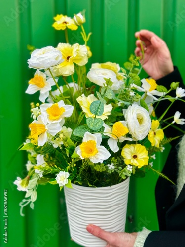Elegant Floral Composition in White Pot