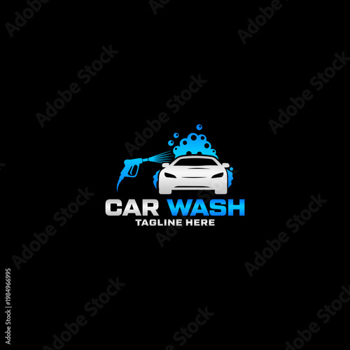 Car wash logo with soap spray.