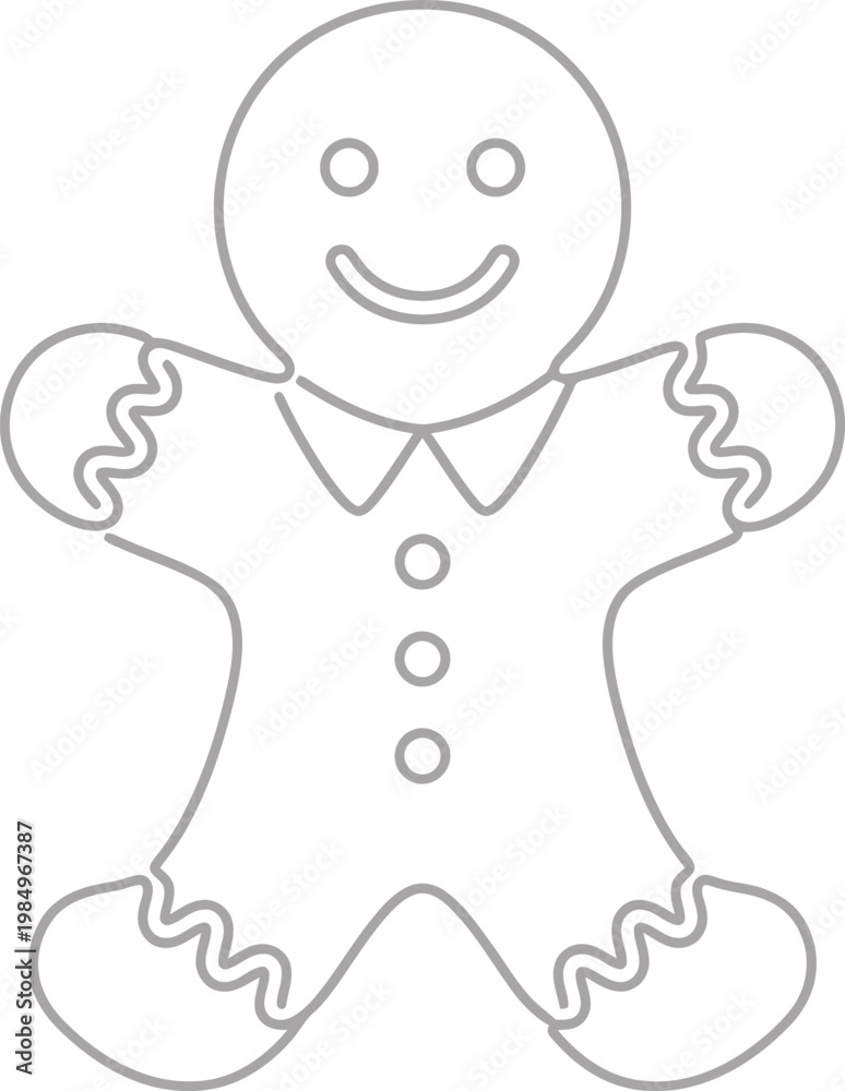 Obraz premium A smiling gingerbread man with icing details and a cheerful expression