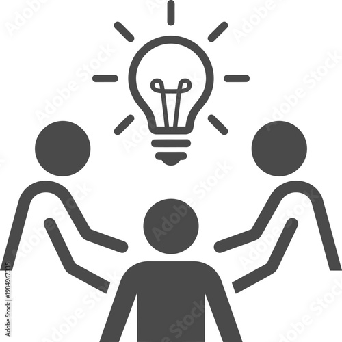 Team collaboration and brainstorming with a creative idea lightbulb