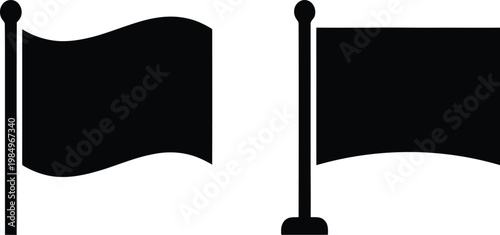 Vector illustration of various flag designs on poles in different states