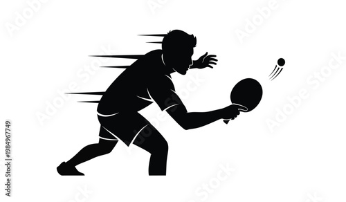 A dynamic illustration showcases a table tennis player in mid swing poised to strike the ball with power and precision silhouette high quality professional