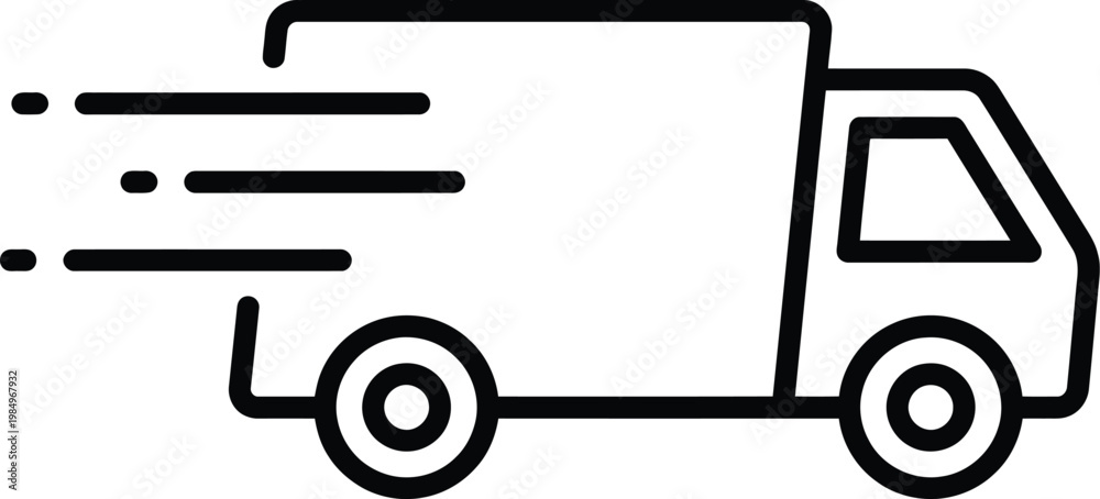 Fototapeta premium Vector graphic illustration of a speeding delivery truck with motion lines