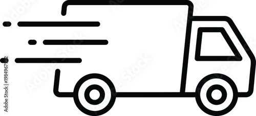 Vector graphic illustration of a speeding delivery truck with motion lines