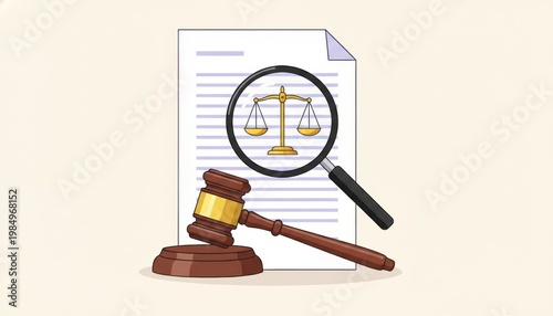 Legal investigation and judicial justice concept illustration