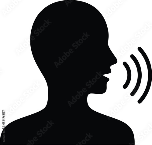 Vector graphic illustration of two people communicating with sound waves