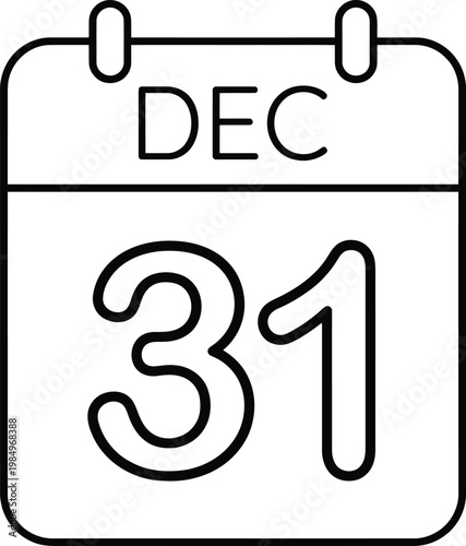 Vector graphic illustration of a calendar page showing December 31