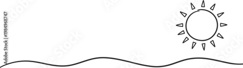Simple vector illustration of a sun shining over a wavy line design