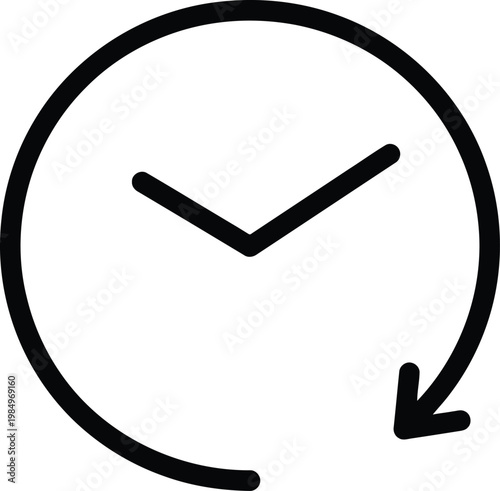 Vector graphic illustration of a clock with a circular arrow indicating time cycle or update