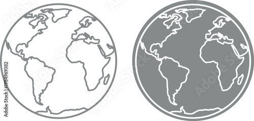 Vector illustration of two gray globe icons with white background