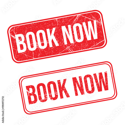 Two red book now stamps on isolated for booking and reservation