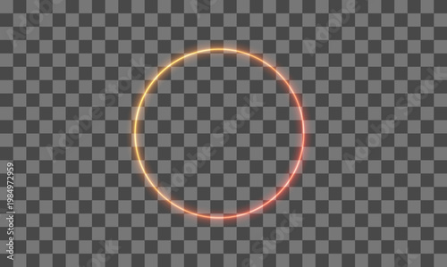 Glowing circle emitting bright light and shimmering sparks. Abstract background filled with magical energy and radiance. Transparent, spiral-shaped glow effect.