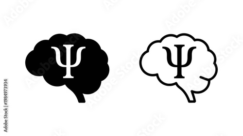 Two icons depict a human brain with the Greek Psi symbol, representing psychology and neuroscience.