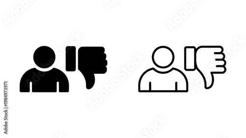 Two simple icons depict a person with a thumbs down gesture, one solid black and one outlined.