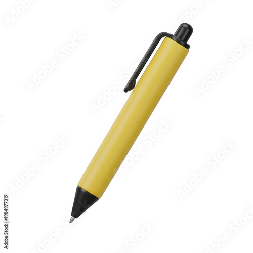 Yellow mechanical pencil with black grip and tip isolated on transparent background