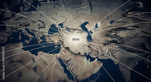 Global connections from iran with world map middle east point to point