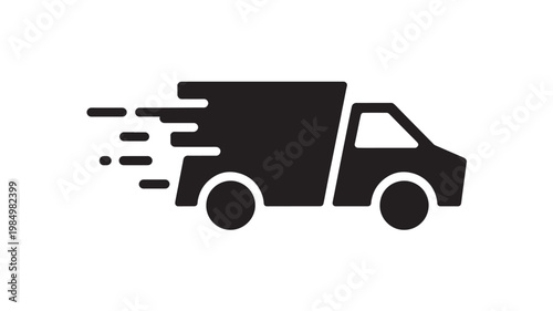 Delivery Truck Icon Fast Shipping Logistics Vehicle Speed Motion Black Silhouette Vector for Express Transport
