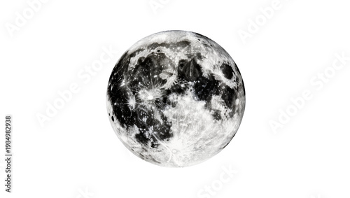 Bild auf Leinwand Detailed full moon with craters and maria, isolated on transparent background