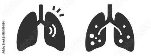 lung icons with infection and disease symptoms vector illustration on transparent background