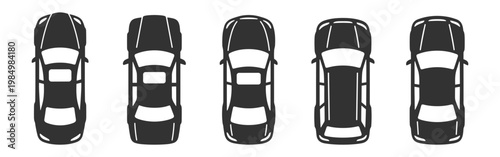 Bild auf Leinwand collection of car icons top view vector set on transparent background