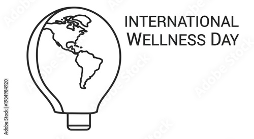 International wellness day graphic featuring a lightbulb shaped like the earth