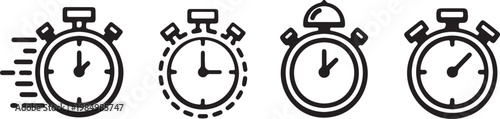 Stopwatch Icon Set Timer Speed Countdown Time Outline Vector Collection
