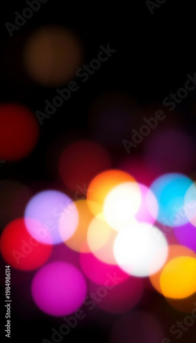 Colorful abstract bokeh on a black background