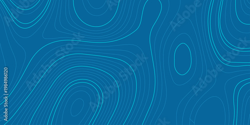 Konstfotografi Blue topographic map abstract background with wavy contour lines
