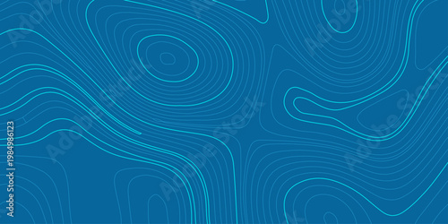 Obraz na plátně Blue topographic map abstract background with wavy contour lines