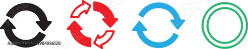 Circular Arrow Icon Set Color Refresh Reload Sync Loop Vector Illustration