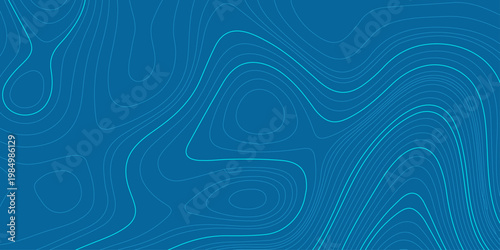 Canvastavla Blue topographic map abstract background with wavy contour lines