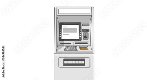 Automated teller machine graphic isolated on white background for financial transactions