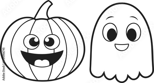 A funny cartoon man smiling while holding a banana next to a cute ice cream cone character in a playful vector illustration style