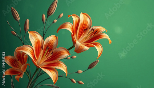 Orange lilies on a green. Smartphone wallpaper