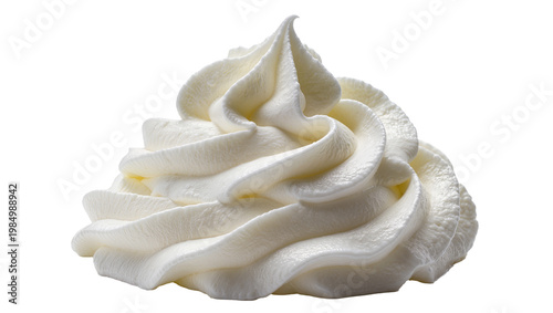Quadro su tela Swirl of creamy white whipped cream, isolated on transparent background