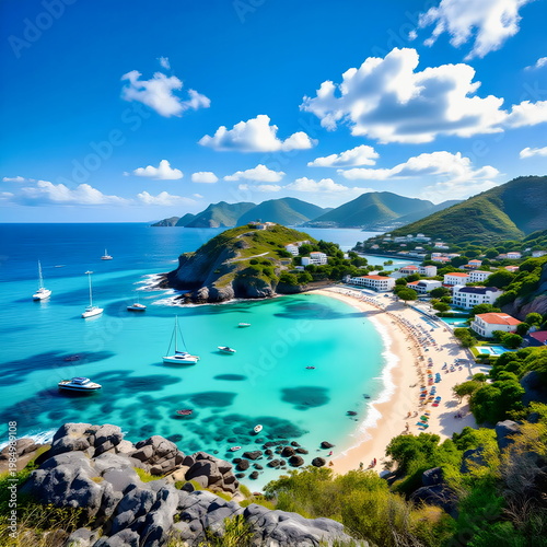 Turquoise Bay and White‑Sand Beach in St. Maarten, Caribbean