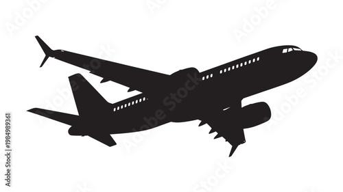 Airplane Silhouette Icon Flying Aircraft Travel Aviation Symbol Black Minimal Vector
