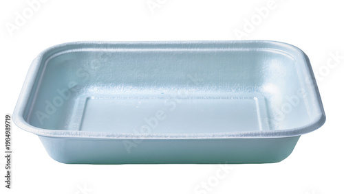 Tableau sur toile Light blue styrofoam food tray with textured rim, isolated on transparent backgr