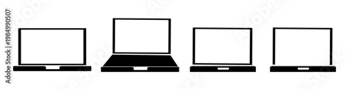 Banner Laptop icons set. Laptop different style. collection Laptops or notebook computer. Flat and line icon vector symbol graphic