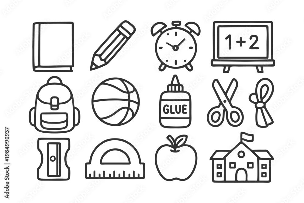 Fototapeta premium school supplies and education icons