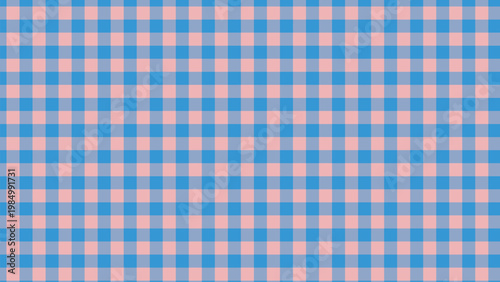 A soothing seamless gingham pattern displays a harmonious arrangement of light blue and soft peach squares across the surface