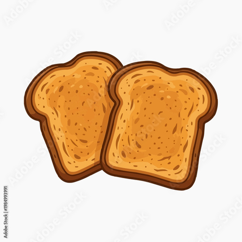 Two slices of toasted bread. isolated on a white background. PNG