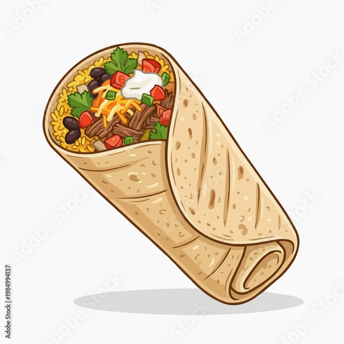A Delicious and Flavorful Burrito. isolated on a white background. PNG