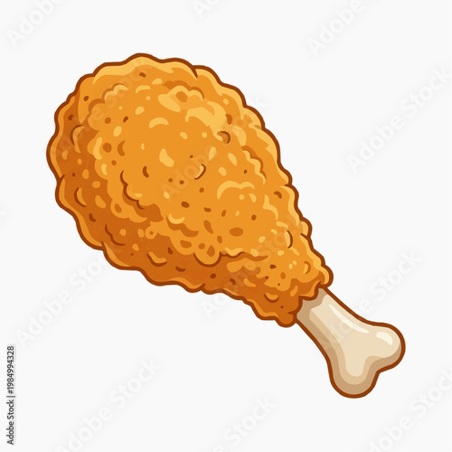 A single crispy, golden fried chicken leg, a classic treat. isolated on a white background. PNG
