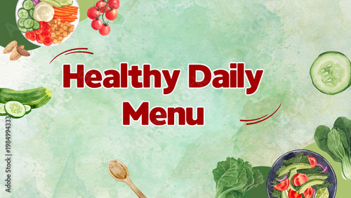 Green and Red Illustrative Watercolor Healthy Lifestyle Presentation 