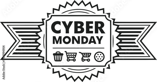 Black and white of cyber monday sale banner typography